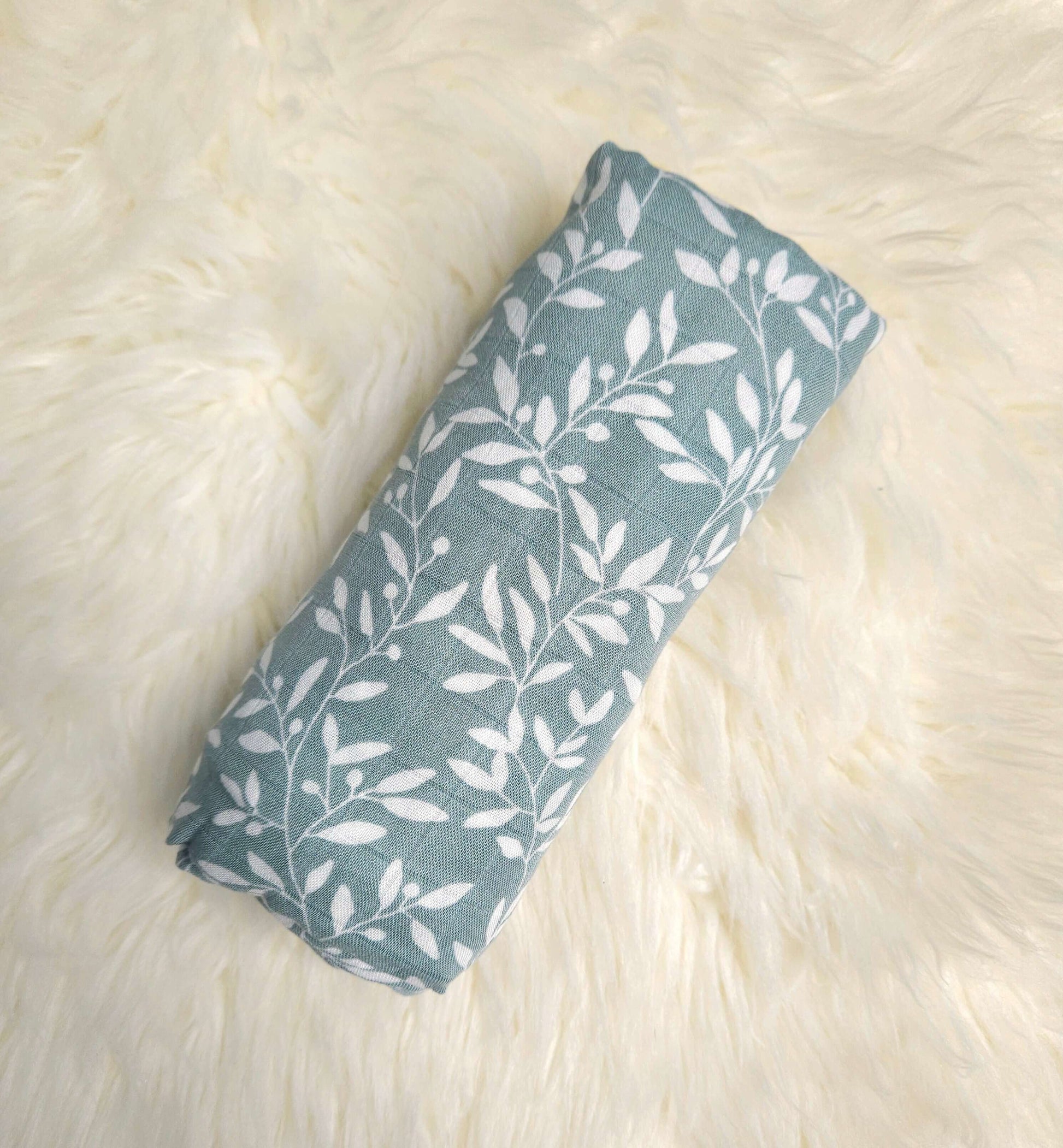 Muslin Swaddle - Blue Sage - Evvie Bean's Baby Boutique