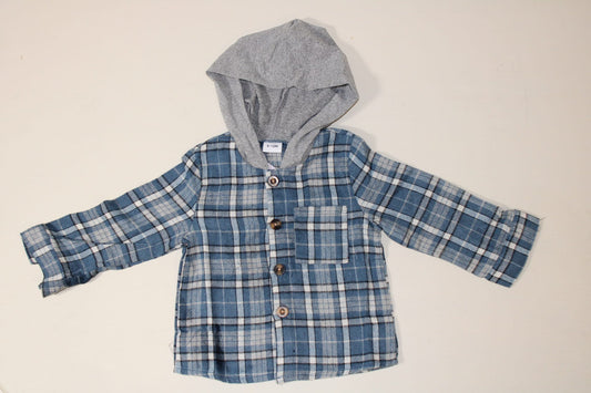 Salem Hooded Shacket | Royal Blue Plaid Flannel