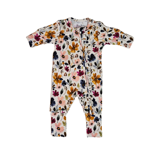 Watercolor Floral Ruffle Bamboo Sleeper