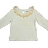 White Lace Trim Collar Top