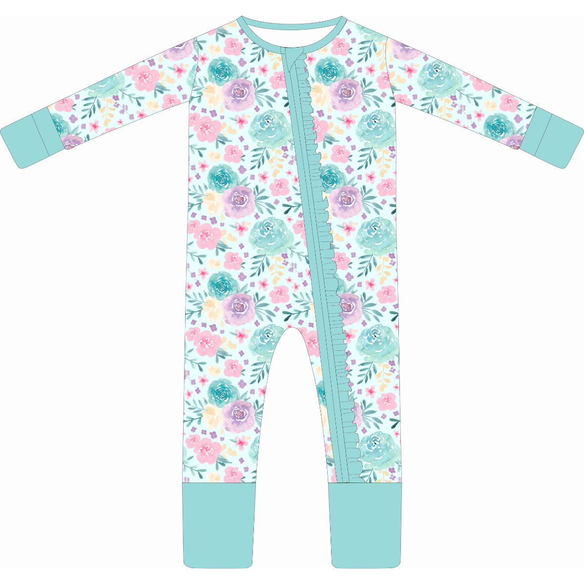 Pastel Garden Floral Ruffle Bamboo Sleeper