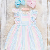 Sunshine Sway Striped Ruffle Dress