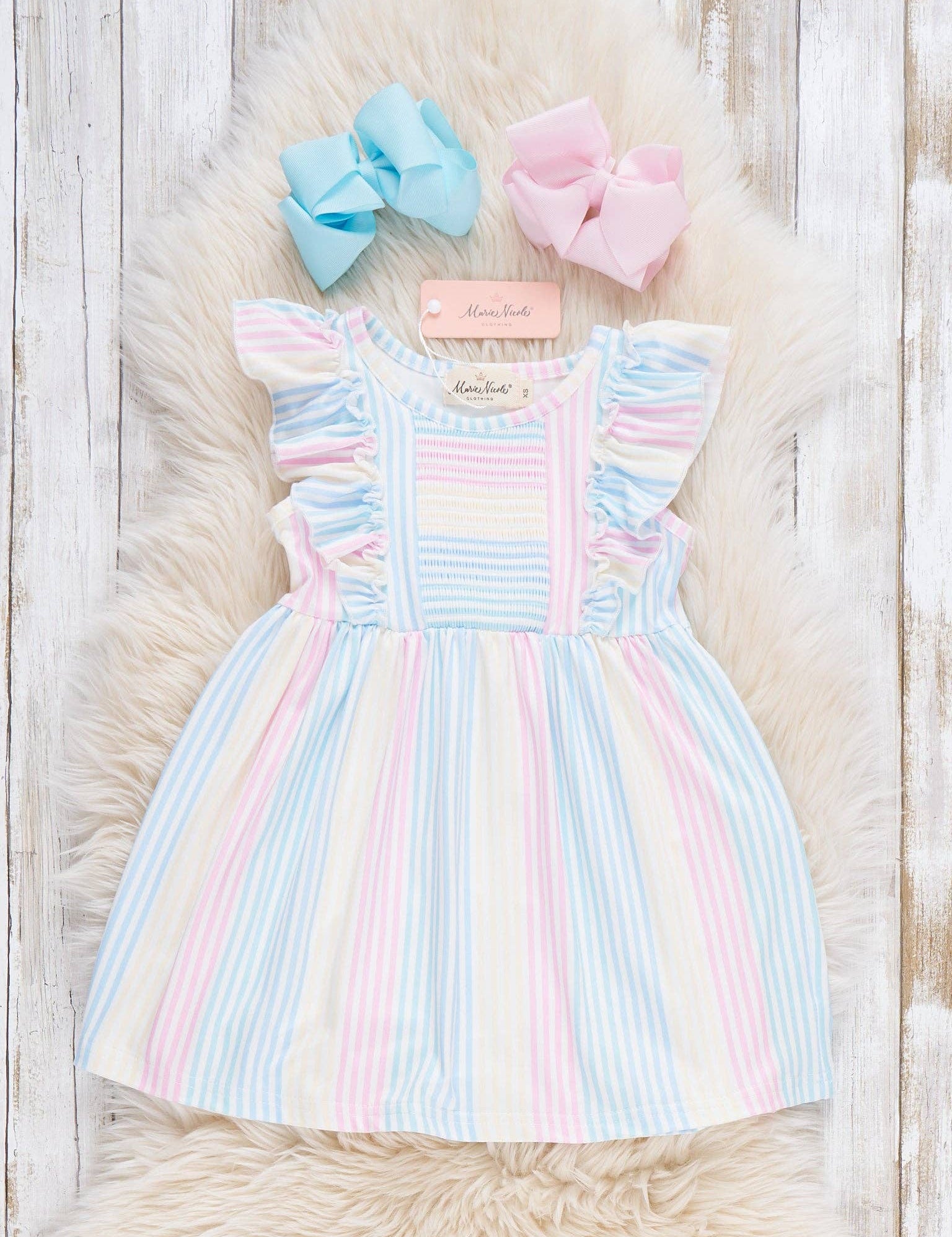 Sunshine Sway Striped Ruffle Dress