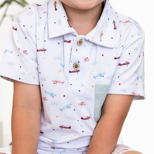 Vintage Airplanes Bamboo & Cotton Boys Set