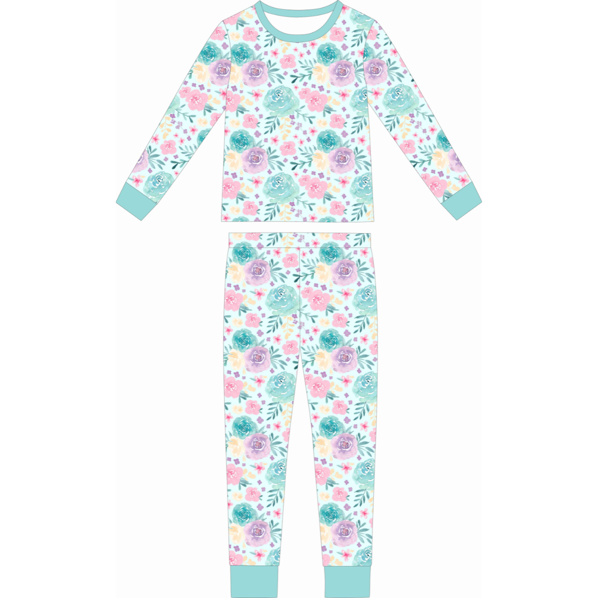 Pastel Garden Floral Two Piece Bamboo Sleeper Set