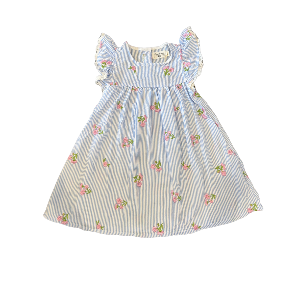 Faye Blue Pinstripe & Floral Romper & Dress