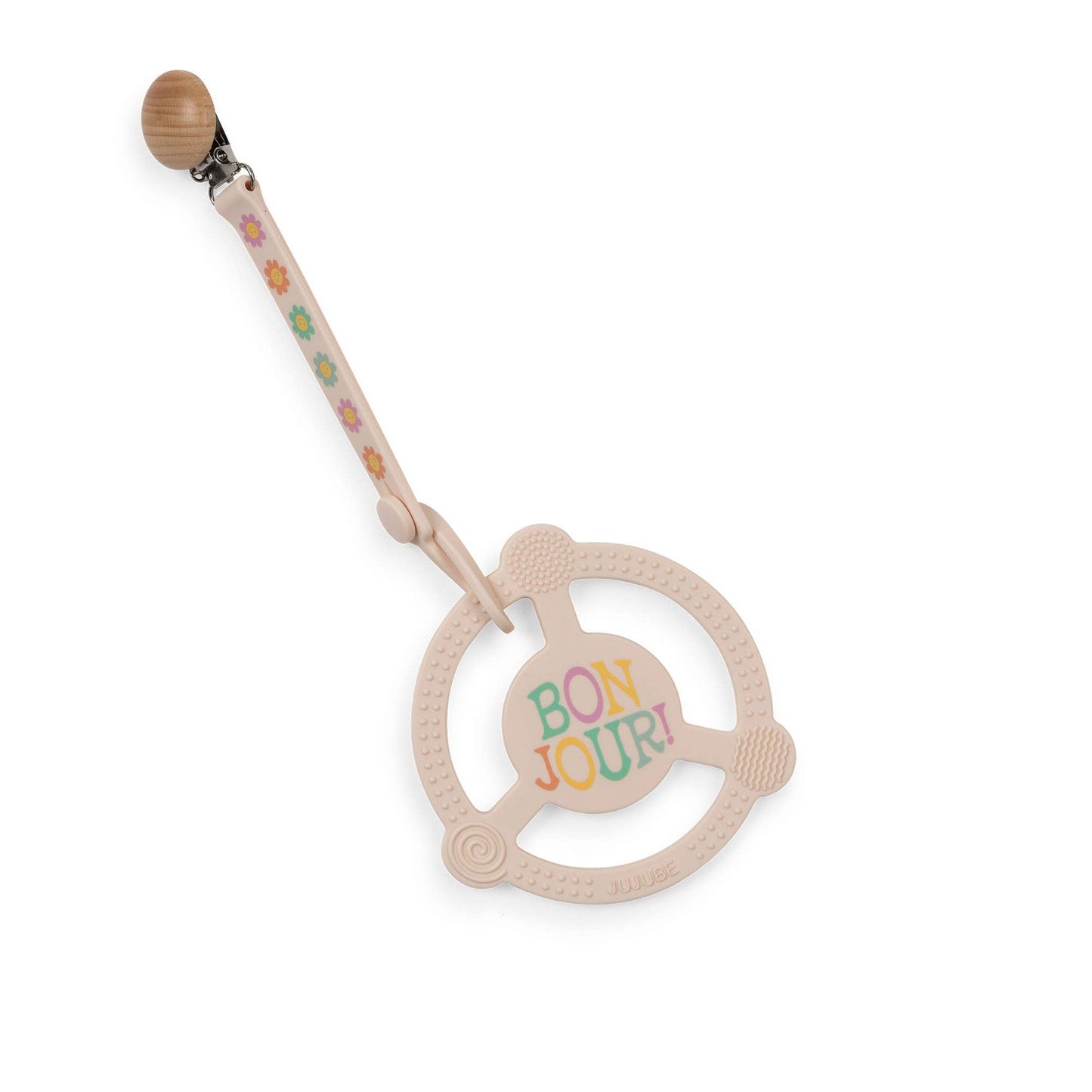 Silicone Teether Ring with Detachable Clip Bonjour Bébé