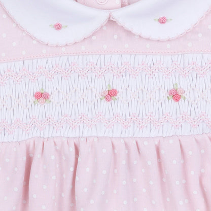 Mia's Classics Smocked Short Sleeve Bubble - Pink