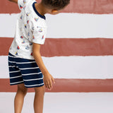 Kids Sporty Sweatshorts | Navy Stripe
