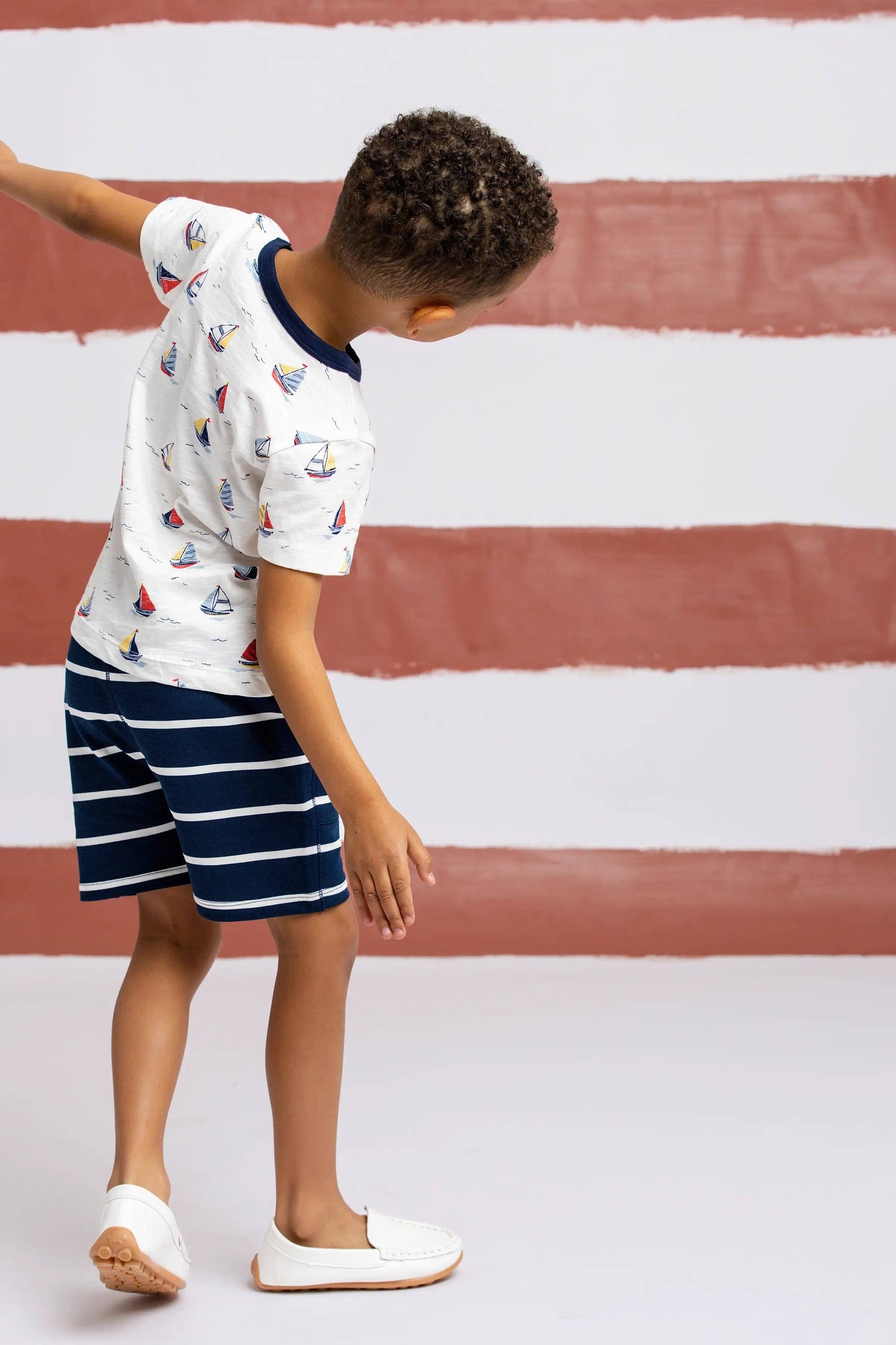 Kids Sporty Sweatshorts | Navy Stripe