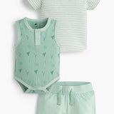 Henley Shortie Set & Bodysuit Green Cactus