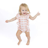 Pink Gingham Ruffle Front One Piece Girls Swimsuit