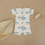 Organic Cotton Short Sleeve Romper - Rocking Horse