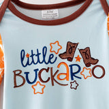 Little Buckaroo western printed baby romper