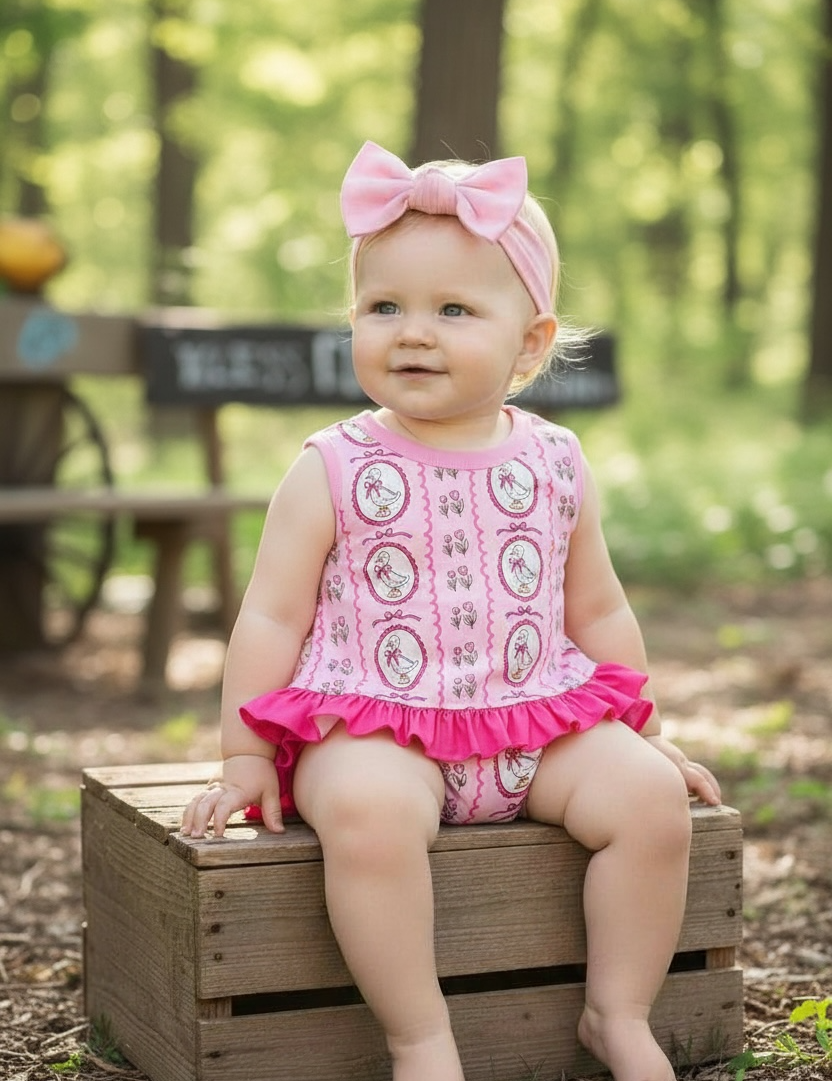 Pink Geese printed baby swing set
