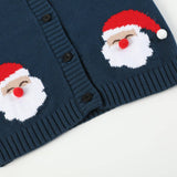 Navy Blue Christmas Santa Knit Cardigan Sweater
