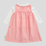 Full Sleeve Peter Pan Pinafore Dress for Toddler Girls - Pink