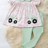 Tractor applique tunic & dusty green leggings