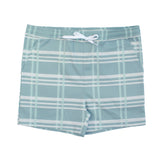 Blue Plaid Boys Swim Trunks