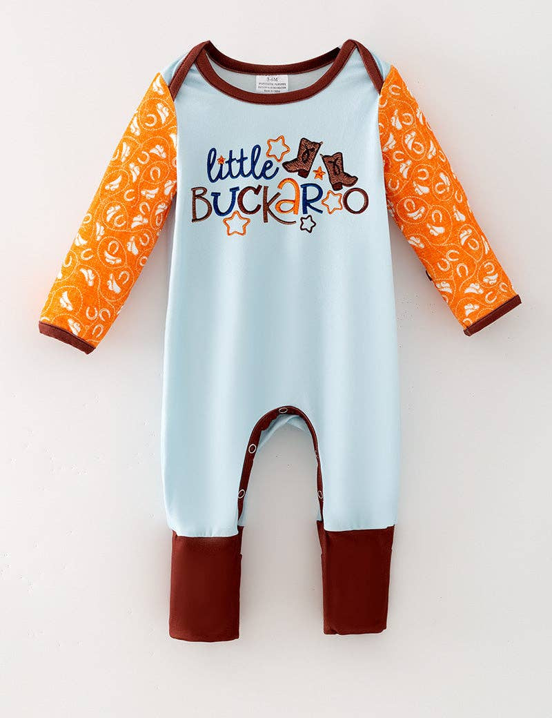Little Buckaroo western printed baby romper