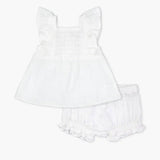 Two-Piece Gauze Smocked Set White