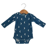 Organic Waffle Long Sleeve Bodysuit, Midnight Moon