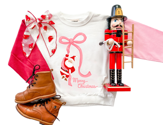 Santa Bow | Infant and Girls Christmas Sweatshirt