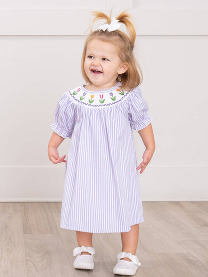Tulip Smocked Striped Dress