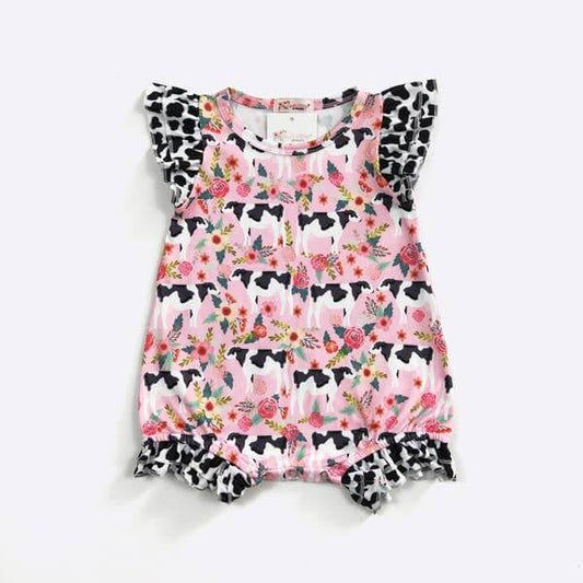 Ole' Bessie Floral Cow Romper