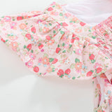 Floral Strawberry Smocked Flutter Dress