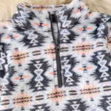 White & gray aztec pull over