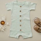 Organic Cotton Short Sleeve Romper - I LOVE YOU Green