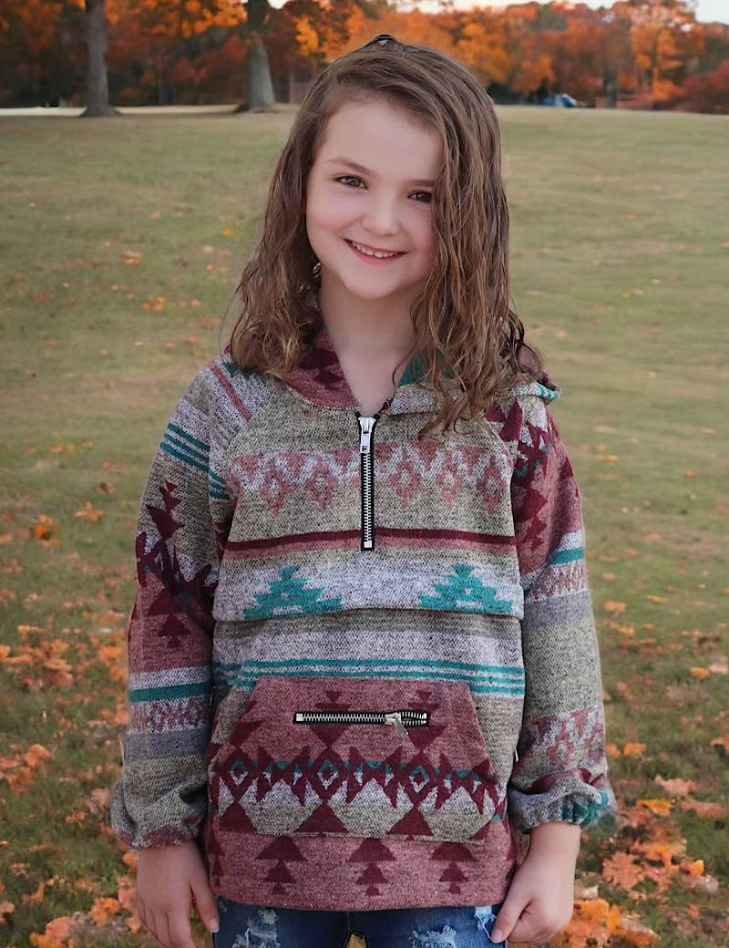 Western Inspired Jacket | Half-Zip Pullover with Hoodie