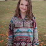 Western Inspired Jacket | Half-Zip Pullover with Hoodie