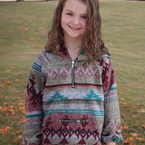 Western Inspired Jacket | Half-Zip Pullover with Hoodie