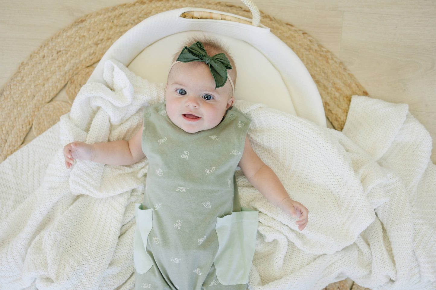 Organic Cotton Sleeveless Romper - Freshwater Snail