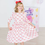 Lovebug 3/4 Sleeve Ruffle Twirl Dress
