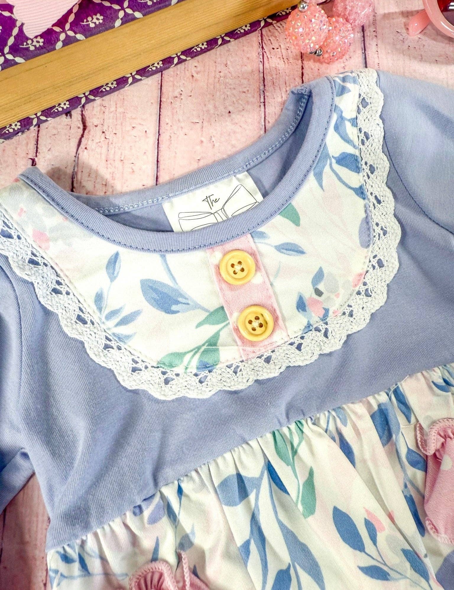 Purple & Pink Floral Ruffles Infant Romper