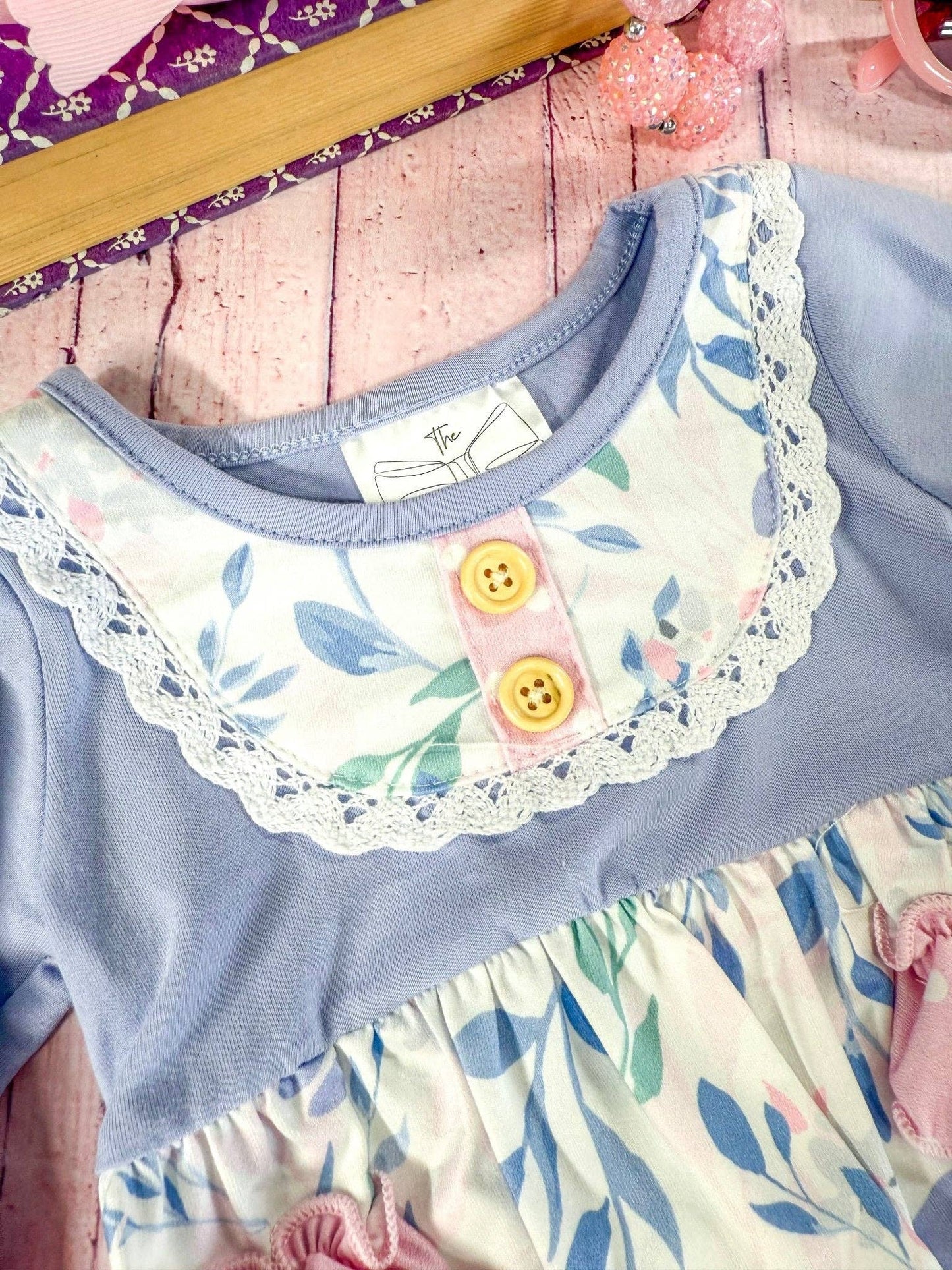 Purple & Pink Floral Ruffles Infant Romper