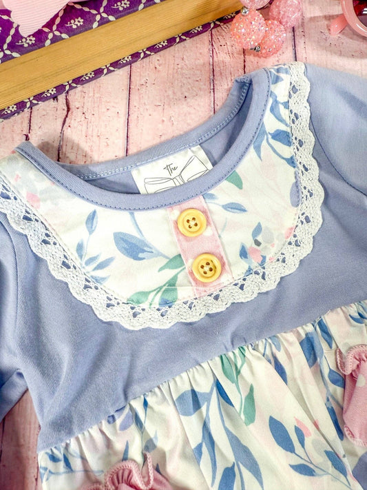 Purple & Pink Floral Ruffles Infant Romper