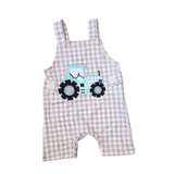 Tractor & Gingham Embroidery Romper
