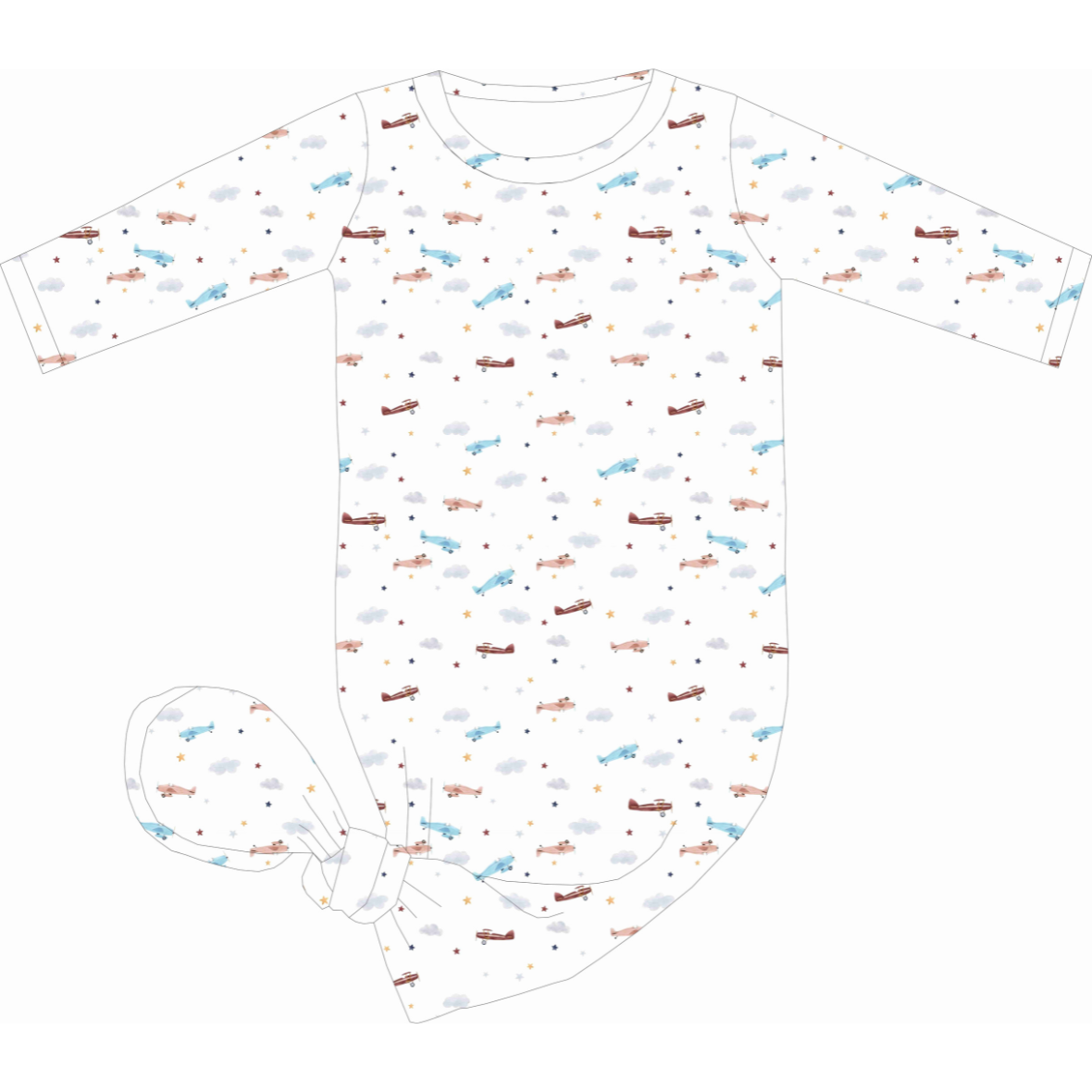 Vintage Airplanes Bamboo Knotted Gown