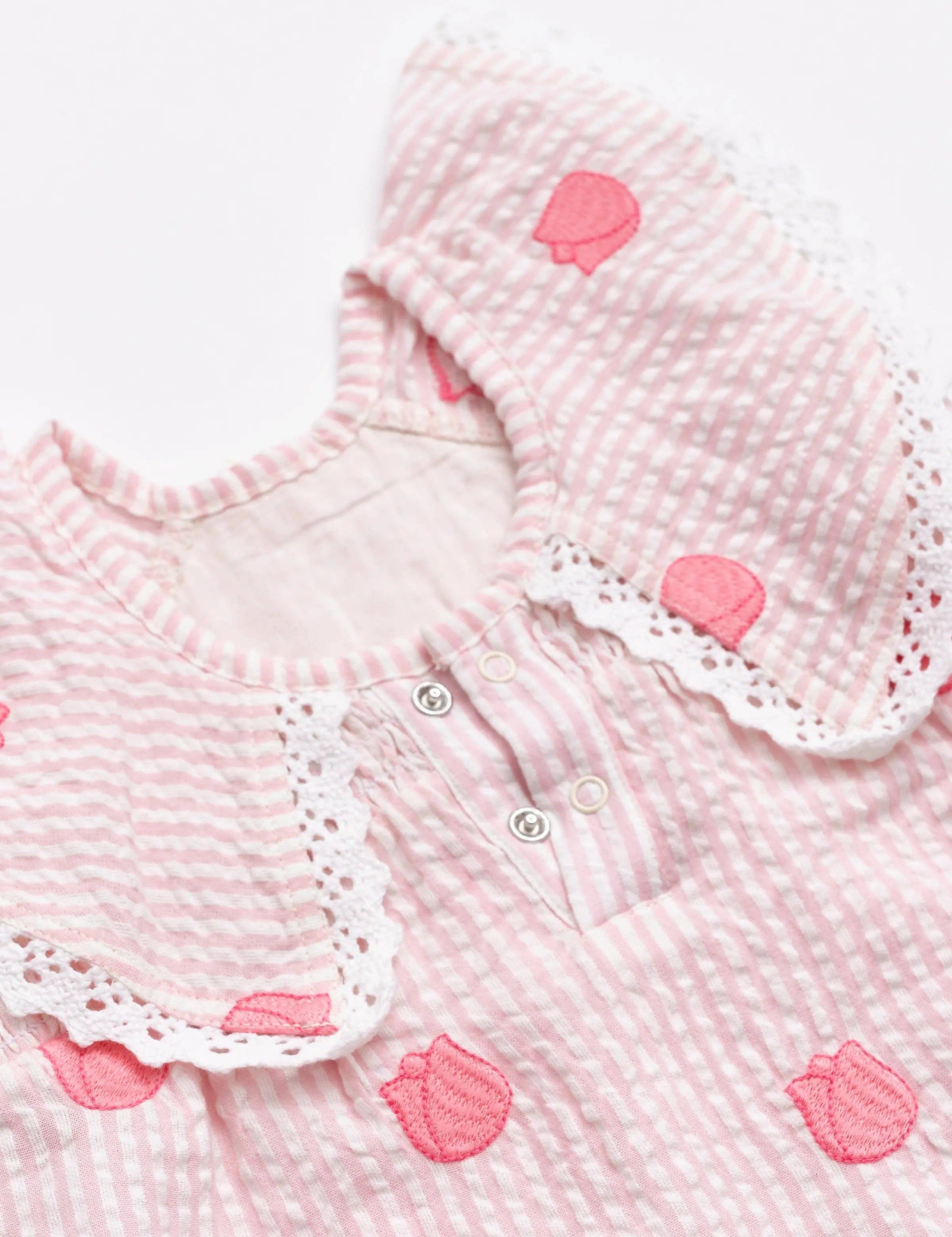 Easter Smocked Bubble Romper Embroidered Tulips
