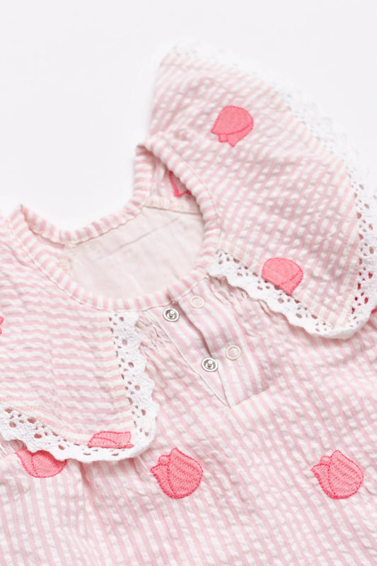 Easter Smocked Bubble Romper Embroidered Tulips