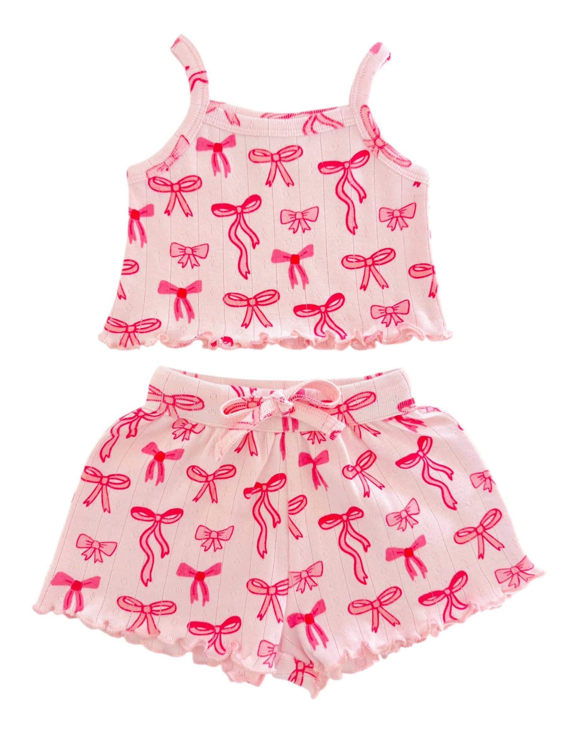 Pink Bows / Organic Pointelle Summer Set