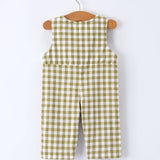 Green Plaid Fish Embroidered Smocked Baby Boy Romper
