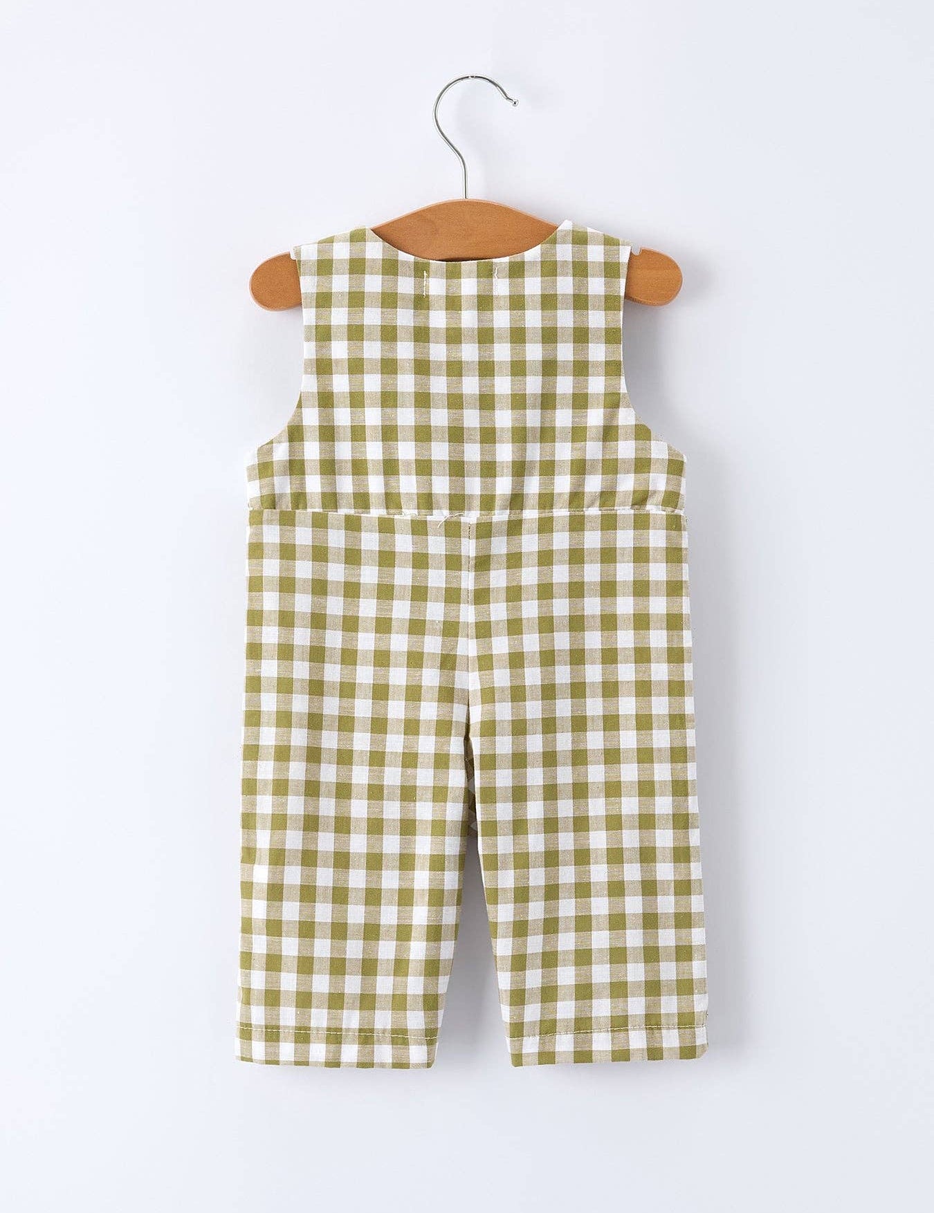 Green Plaid Fish Embroidered Smocked Baby Boy Romper