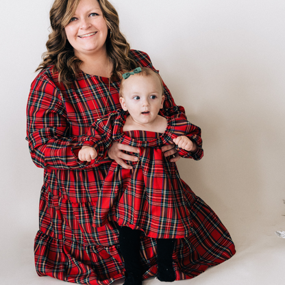 Christmas Red Tartan Plaid Mommy & Me Dress - Infant Dress