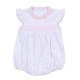 Gingham Dots Smocked Bubble in Pink