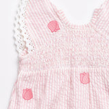 Easter Smocked Bubble Romper Embroidered Tulips